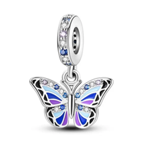 Charm AnhäNger FüR Armband Schmetterling Blau Silber Zirkonia Geschenkidee