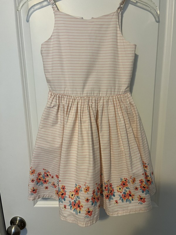 Gymboree Girls dress size 7 pink striped adjustable straps