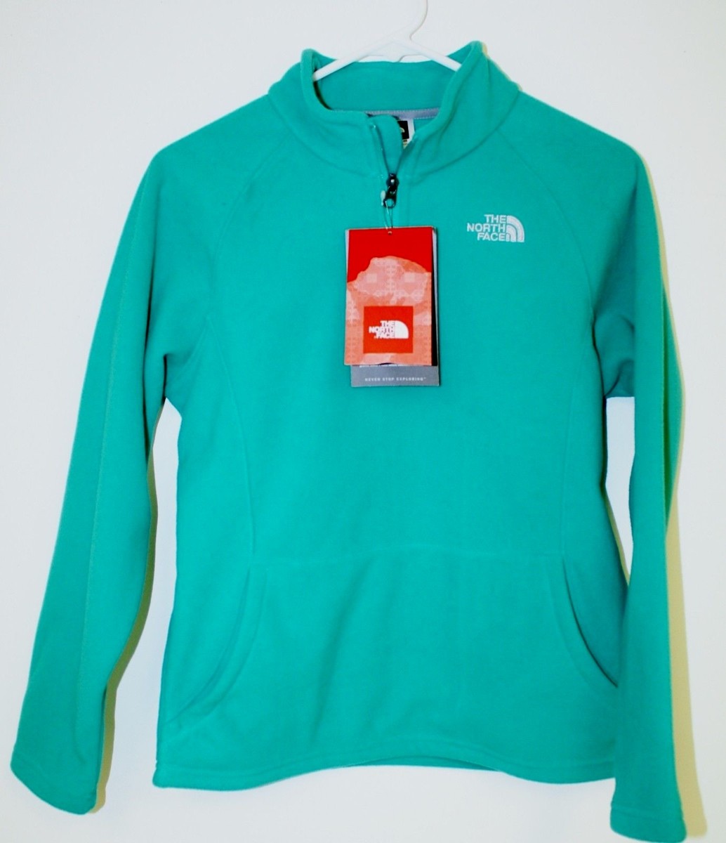 The North Face Pullover Girls Quarter Zip Jacket Fleece Jade Green