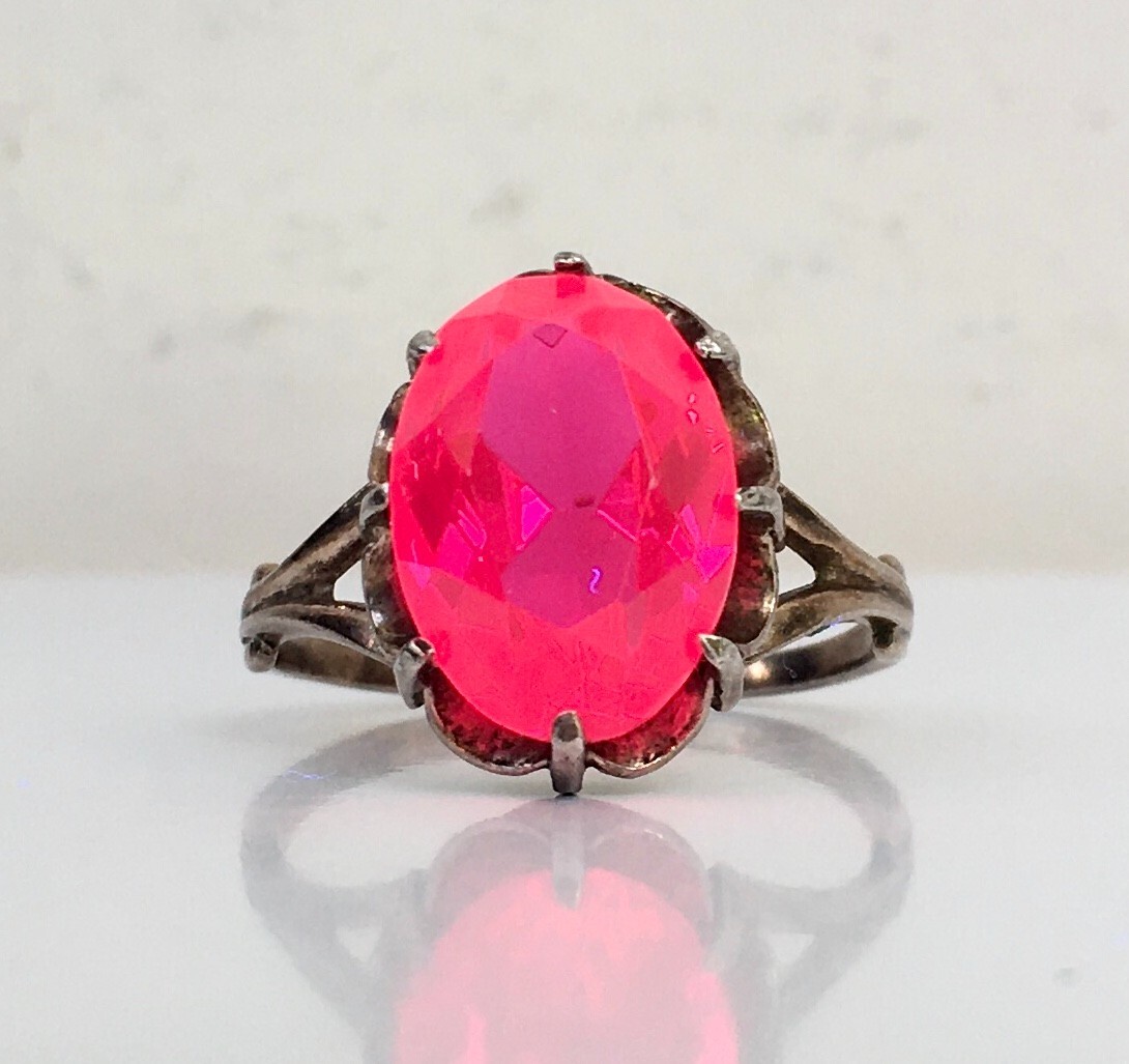 Ring № 29 Vintage Soviet Red Ruby Silver Ring 875… - image 19