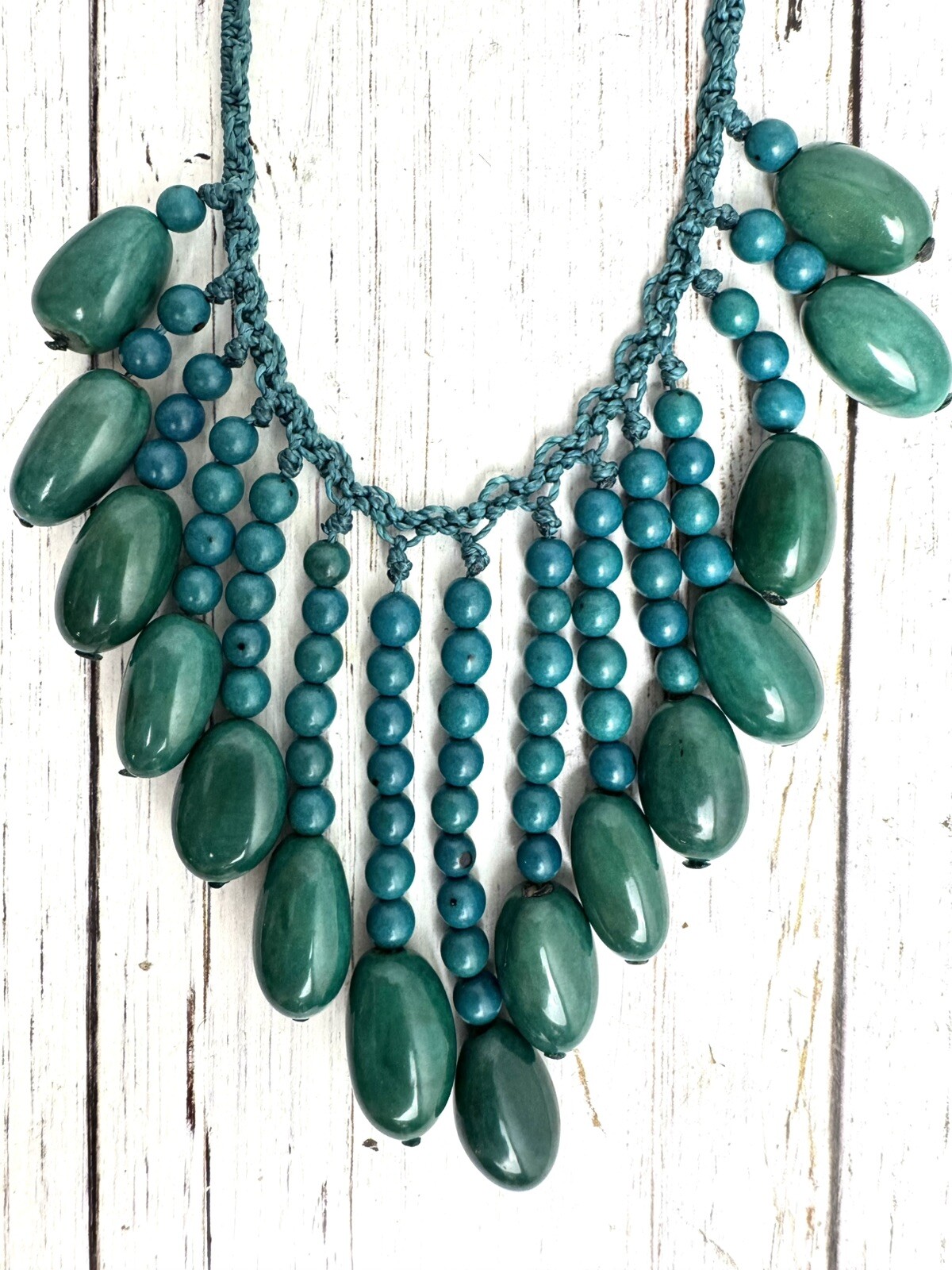 Handmade Turquoise Seed Bead Statement Necklace B… - image 4
