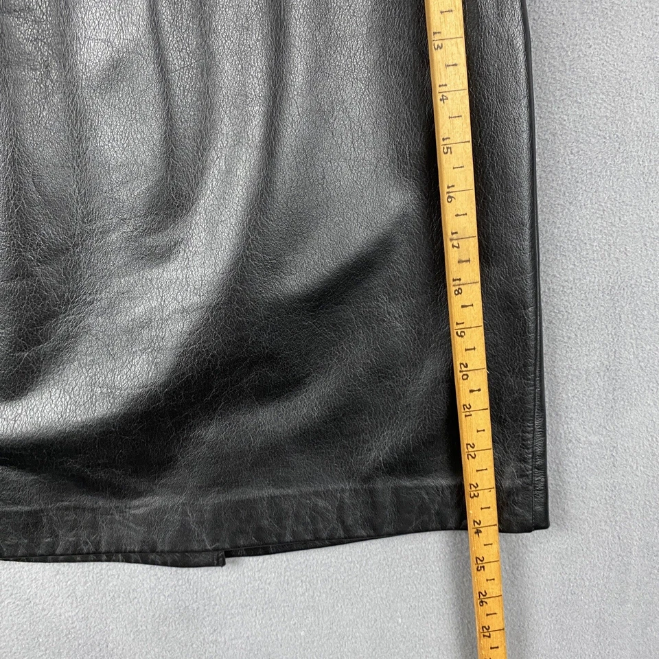 Falda Colección Talbots Talla 4 Negra 100% Cuero Genuino Forrada hasta la Rodilla Lápiz De Colección Foto 2 de 4