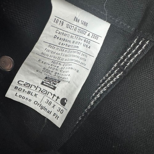 Vintage Carhartt Double Knee Carpenter Work Pants B01 BLK 38 x 30 Made In USA - Picture 5 of 10