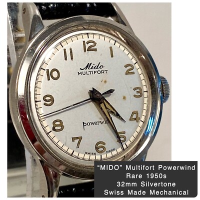 Vintage 32mm Swiss Made Mechanical | MIDO Multifort Powerwind | Silvertone Watch