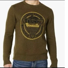 Triumph Lucky Brand sweater men's Large NWT green logo moto motorcycle