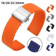 Silicone Watch Strap 18mm 20mm 22mm 24mm With Butterfly Buckle Rubber Bracelet