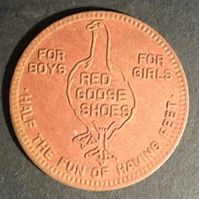 Vintage Red Goose Shoes Premium Money $1 Fiber Trade Token 28mm c1950's