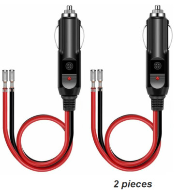 New 2 Pcs 12V Fused Replacement Cigarette Lighter Male Plug Leads LED US  Seller