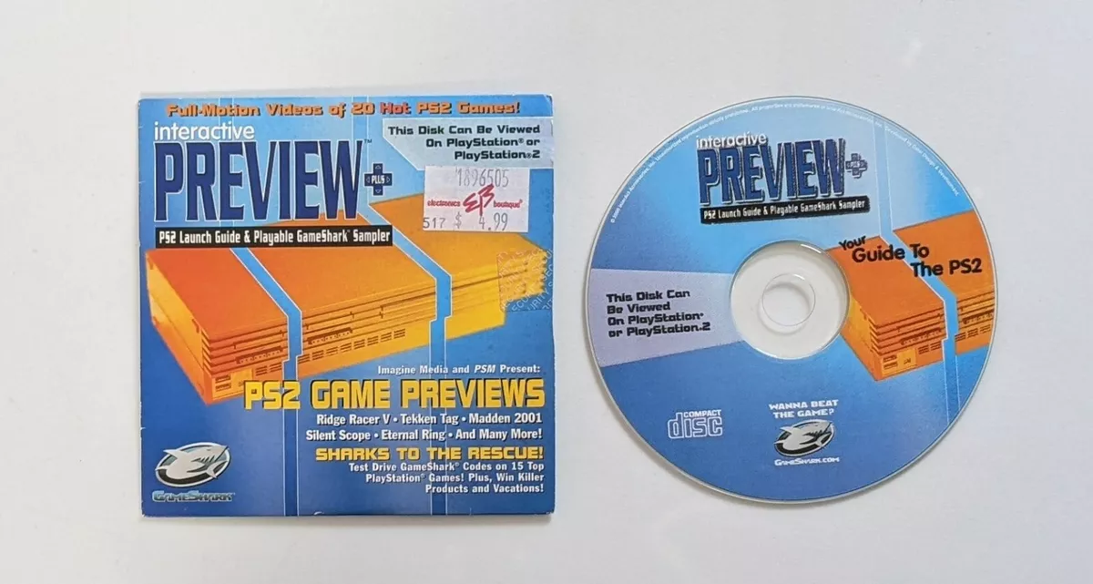 Interactive Preview Plus Game Shark Sampler Demo Disc Sony PlayStation 2 PS2