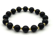 Handmade 10mm Matte Onyx 14k Gold Beaded Protection Bracelet