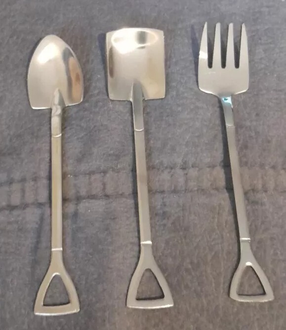 🖤 Novelty SPOON SET SPADE, SHOVEL & FORK 3 Pcs Stainless 🖤 eBay