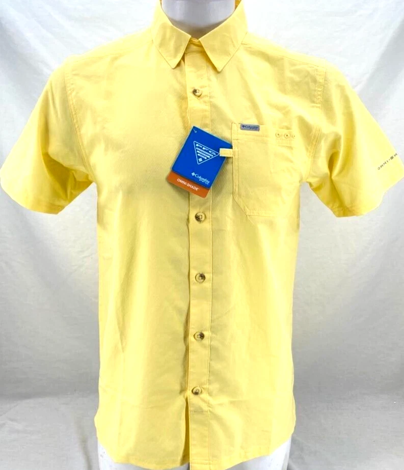 Chemise Columbia PFG Omni-Shade Homme, 2XL, Jaune, Manches Courtes (occasion)