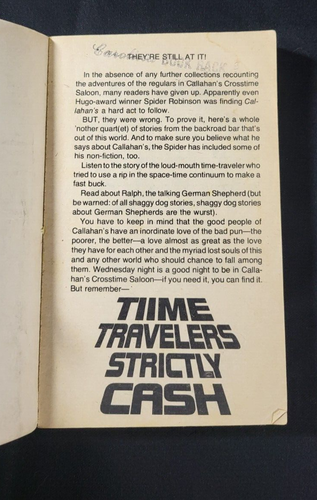 Time Travelers Strictly Cash by Spider Robinson 1981 Ace 1st Printing Paperback - Picture 7 of 8