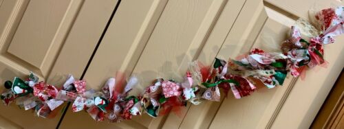 CHRISTMAS/WINTER "Woodland/Cabin" Fabric Rag Garland Ribbon/Tulle/Lace  45" Long - Picture 1 of 12