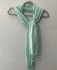 Pashmina Scarf wrap Shawl Mint Green 27” x 66” With 3” Tassels FLAW