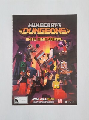 Minecraft Dungeons Xbox Playstation Switch Print Ad Artwork Poster Wall Art