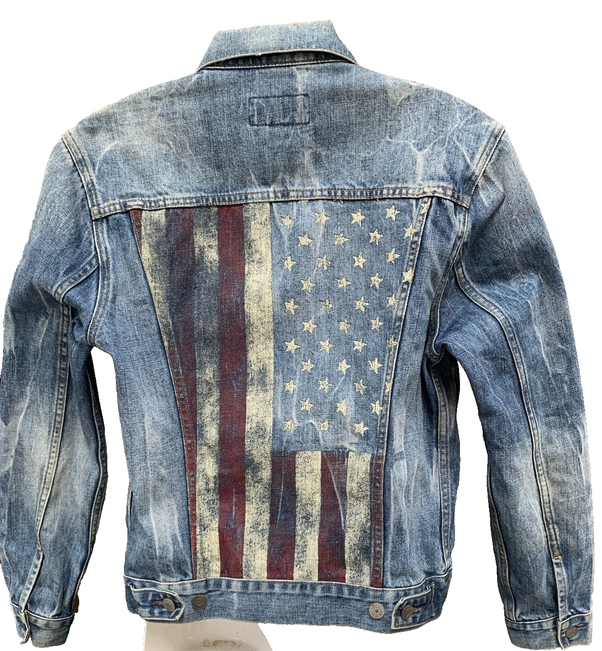 DENIM & SUPPLY RALPH LAUREN Distressed Denim Tracker Jacket US Flag Sz S CH38"
Opens in a new window