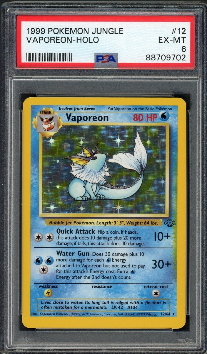 PSA 6 Vaporeon (Border Bleed Error) Jungle 12/64 Holo Pokemon Card