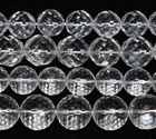 AAA Cut 128 Faceted 64 Faceted Colorless Natural Rock Crystal Round Beads 15"