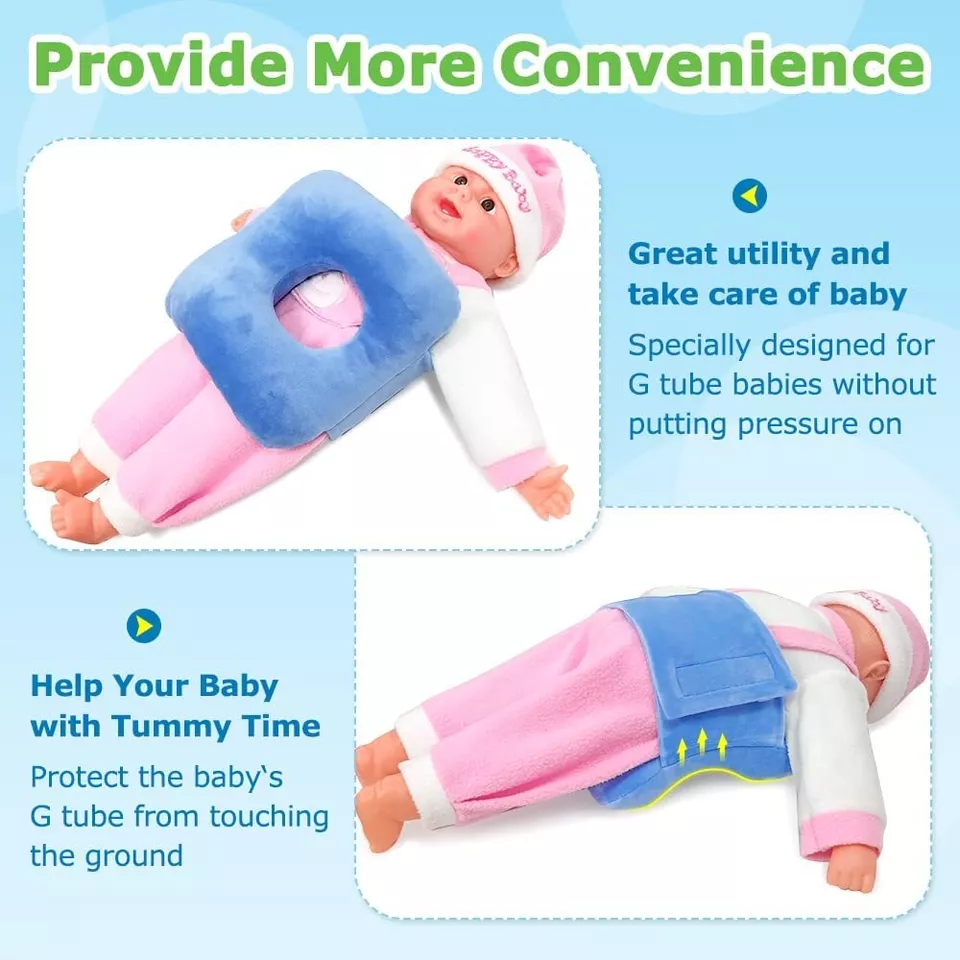 G Tube Tummy Time Pillow for Baby Feeding Tube Belt Pad Pillow with A Hole - Image 2 of 4