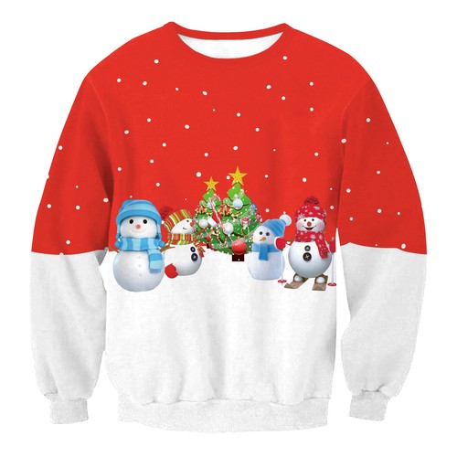 Women Men 3D Ugly Christmas Long Sleeve Sweater Unisex Xmas Party Sweatshirt Top - Picture 16 of 41