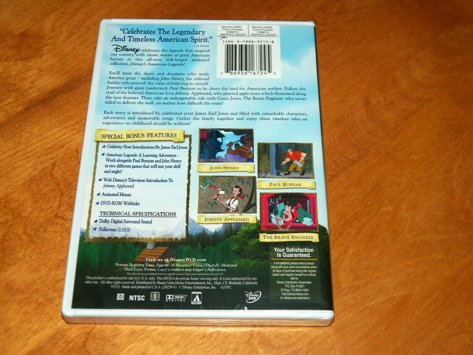 DISNEY AMERICAN LEGENDS Paul Bunyan John Henry Johnny Appleseed DVD ...