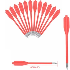 12PCS Red Miniature Crossbow Bolts Arrow Plastic Body with Sharp Metal Point Tip