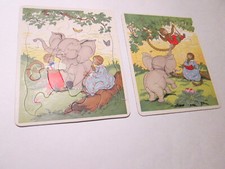 MCM Little Brown Monkey Puzzles Set of 6 Die Cut with Box 1950 Platt  Munk NYC