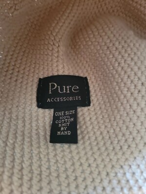 Pure Accessories 100% Cotton Hand Knit Floppy Hat Beige S  display picture 1