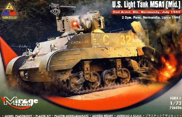 Mirage - U.S. Light Tank M5A1 Mid. Normany Lipiec 1:72 Modell-Bausatz Neu Panzer-image