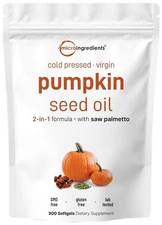 Micro Ingredients Pumpkin Seed Oil w/ Saw Palmetto, 300 Softgels, Cold Pressed