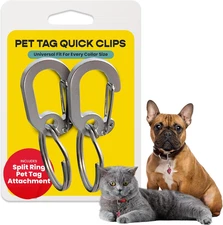 Klippy Pet Tag Quick Clips - Cat & Dog Collar for ID Tags Holder Efficient Ring