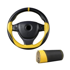 Car Steering Wheel Cover, Round Stitch Sewn on Anti-Slip Microfibre Steering ...
