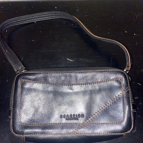 Kenneth Cole Reaction Thick Leather Travel Toiletry Clutch Bag Cosmetic 