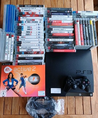 Sony PlayStation 3 Slim 160GB Schwarz + 63 Spiele 