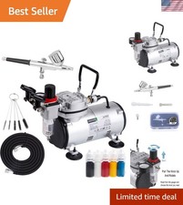 Airbrush Kit With Compressor AS18-2K Basic Start Kit With Air Hose, Cleaning ...