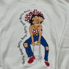 VTG 90s Betty Boop Sweatshirt White Hanes ComfortBlend Cartoon Graphic Mens 2XL