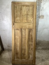 29 7/8"X 77 5/8" 1930s Internal Stripped Pitch Pine Four Panel Door 1over3 Old