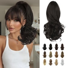 SOFEIYAN 13" Ponytail Extension Long Curly Clip in Claw Hair Natural Synthetic