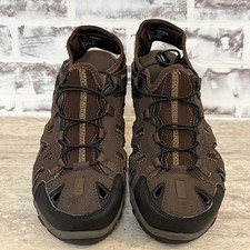 Eddie Bauer Men Shoes Brown 9 M Leather Bungee Hiking Trail Water Sandals