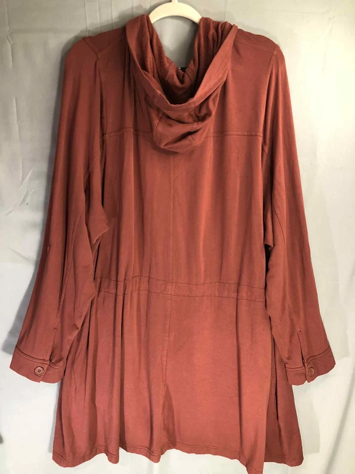 Torrid с капюшоном Anorak утилиты/парка стиль куртка кирпич красный размер 4 полный молнии  - Изображение 4 из 4