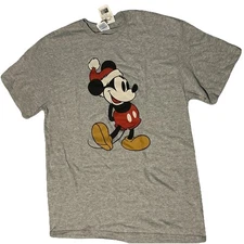 Disney’s Mickey Mouse Men’s Vtg Christmas T-shirt Delta Pro Weight Gray Size L