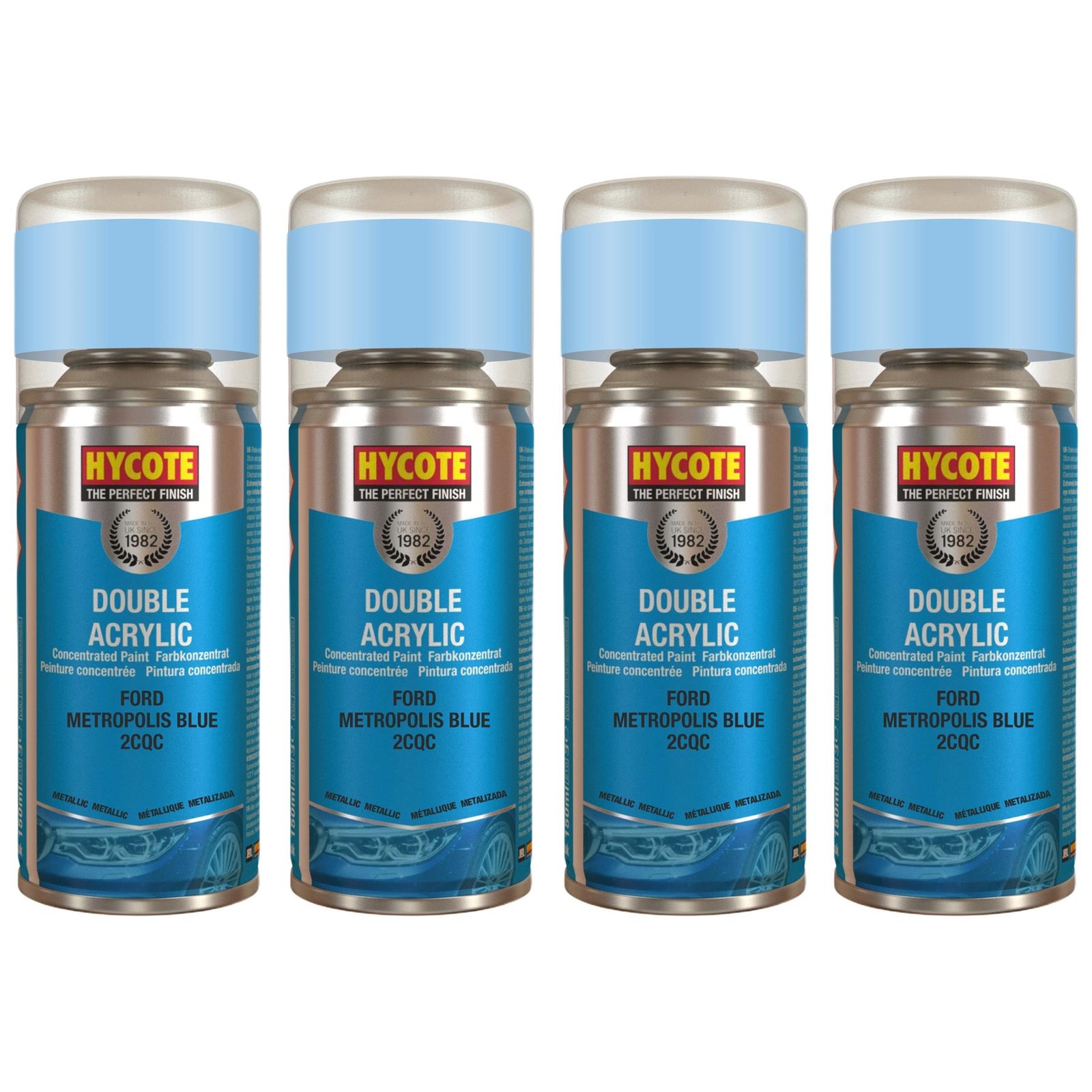 Hycote Colour Spray Paint XDFD720 Ford Metropolis Blue (Metallic) 150ml x4