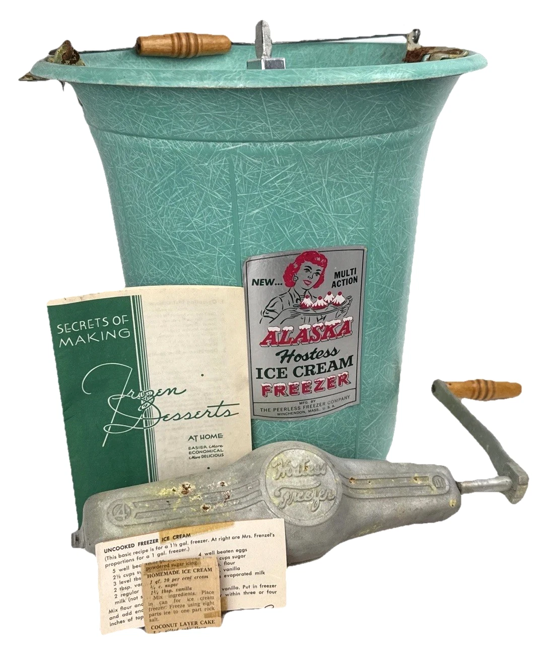 Vtg Hostess Crank Ice Cream Alaska Freezer Maker Peerless Model 652 Qt USA Box