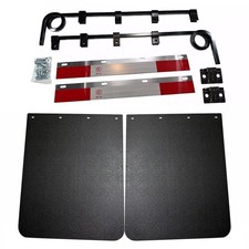 Pair 1 Coil Straight Down Bar Type Mud Flap Hangers w/Aluminum Mud Flap