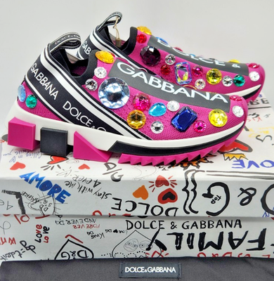 Dolce Gabbana Sorrento Women's Crystals Pink Sneakers UE36 US6 | eBay