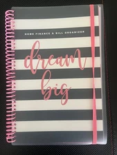 Home Finance Bill Organizer w/ Pockets Monthly Budget Planner Multi Blue Stripes