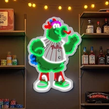 16"x12" Philadelphia Phillies Mascot LED Neon Sign With Dimmer USB Powered Light