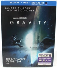 Gravity Movie Blu Ray + DVD 2013 Sandra Bullock George Clooney Drama Thriller
