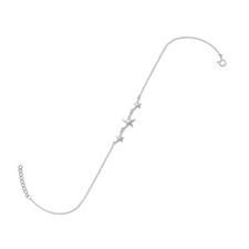9 + 1 Rhodium Plated Starfish Anklet